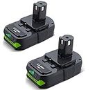 Dutyone 2 Pack 3.0Ah Replacement Battery Compatible with Ryobi 18V Lithium Battery ONE+ Plus P102 P103 P104 P105 P107 P108 P109 P122 18 Volt Cordless Power Tools 2-Pack Battery