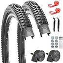SIMEIQI 2 Pack Bike Tires 26"x2.1" Inch Mountain MTB Folding Replacement Bike Tires with 2 Inner Tubes,2 Levers,2 Rim Strips,Glueless Patches Kit (26X2.1)