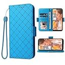Elisorli Compatible with Cricket Ovation/AT&T Radiant Max Wallet Case Wrist Strap Lanyard and Leather Flip Card Holder Stand Cell Accessories Mobile Folio Phone Cover for U705AC U705AA Women Men Blue