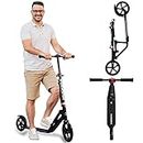 Hudora Scooter for Adults 300 Lbs - Folding Adult Scooters Adjustable Height, Scooters for Teens 12 Years and up, Kick Scooter for Outdoor Use (Black)