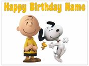 Charlie Brown and Snoopy Personalised Edible Icing Cake Topper 