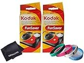 Kodak FunSaver Disposable Camera 800 ISO 35mm with Flash 27 Exposures Plus 100% Silicone Wrist Band and a Microfiber Cleaning Cloth… (2 Pack)
