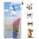 Magnetic Fly Screen Door 125x255cm(49x100inch)Heavy Duty Bug Curtain Magnetic Door Screen,Keep Bugs Out & Let Fresh Air in,for Entry /Exterior Door/Kitchen/Patio Door ,Washable ,White
