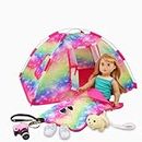 ZITA ELEMENT 7Pcs 18 In Girl Doll Pink Camping Set, Funny Doll Clothing and Accessories for 18 In American Doll, Gifts for Kids in Easter, Birthday, Children's Day(No Doll)