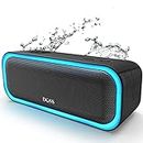 DOSS SoundBox Pro Bluetooth Lautsprecher, 20W Stereo Sound, Extra Bass, IPX6 Wasserdicht, 20 Stunden Akku, Bunten Licht, Bluetooth Box für, Draußen, Strand, Zuhause, Garten -Schwarz