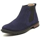 LOUIS STITCH Men's Italian Suede Leather High Ankle Boots Handmade Shoes for Biking Hiking (American Blue) (SUCLBU) (Size-9 UK)