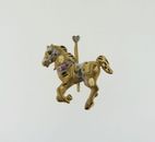 14K Yellow Gold Sapphire Ruby and Diamond Carousel Horse Pendant/Brooch