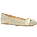MICHAEL Michael Kors Womens Jilly Round Toe Ballet Flat Shoes Logo Gold Size 7.5