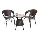 Corazzin Garden Patio Seating Chair and Table Set Balcony Outdoor Furniture with 1 Tables and 2 Chair Set (Brown)
