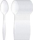 Pack of 100 Heavy Duty Clear Reusable and Washable Spoons Cutlery Tablespoon Perfect for Parties and Basic Everyday Tableware and Dinnerware