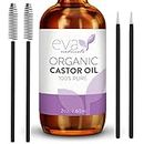 Eva Naturals Organic Castor Oil (60ml) - Promotes Hair, Eyebrow and Eyelash Growth - Diminishes Wrinkles and Signs of Aging - Hydrates and Nourishes Skin - 100% Pure - Cold Pressed, Premium Quality