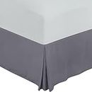 Utopia Bedding Valance Sheet Double - Soft Brushed Polyester-Microfibre - Pleated - Fits Under the Mattress & Down to the Floor - Base Bed Skirt (Grey)