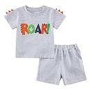 Toddler Baby Boy Summer Clothes Infant Boy Short Sleeve Outifts Newborn Baby Casual Top Sweasuit Pants Sets 0-3Y, Grey, 18-24M