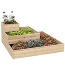 Outsunny 3-Tier Wooden Raised Garden Bed Kit with Non-Woven Fabric Liner, Outdoor Elevated Planter Box for Backyard Patio to Grow Vegetables Flower Fruit Herbs, 43.3"x43.3"x20.1"