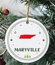 Maryville TN Ornament for Christmas Tree Decorations City Travel Souvenir Gifts for Family - Housewarming Gift Maryville Tennessee Ornament 3 Inch Plastic