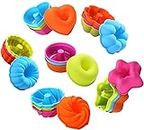 DOCOSS Pack of 18 Silicone Muffin Mould, Cupcake Donut Mold and Silicon Oven Moulds Set for Baking (Multicolor)