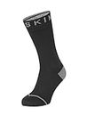 SEALSKINZ Unisex Waterproof All Weather Mid Length Sock With Hydrostop, Black/Grey, Large