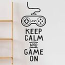Adesivo da parete in vinile con scritta "Keep Calm and Game on Joystick" (lingua italiana non garantita)