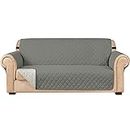 subrtex - Funda de sofá Acolchada Reversible para sofá de 1,2,3 plazas, con Correas elásticas Ajustables y Bolsillo Lateral de Almacenamiento (para sofá de Dos plazas, Gris Claro)