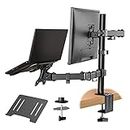 Zumist Dual Monitor Stand with Laptop Tray,Dual Monitor Arm Desk Mounts,Desk Monitor Arm Laptop Stand,Monitor Arm with Laptop Stand,Screen Mount with Laptop Arm,Vesa Mount Up to 8Kg Gaming Screens