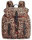 Kenneth Cole New York Vesey Water Resistant Backpack Nylon Drawstring Secret Strap Pockets (Leopard)