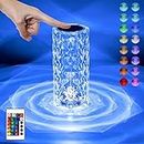 REFULGIX Crystal Lamp,16 Color Changing Rose Crystal Diamond LED Table Lamp,Usb Rechargeable Touch Bedside Lamp Night Light With Remote Control, For Bedroom Living Room Party Dinner Decor(Pack Of 1)