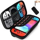Carrying Case for Nintendo Switch and NEW Switch OLED Model(2021), iVoler Protective Portable HardShell Pouch Carrying Travel Game Bag for Switch Accessories Holds 10 Game Cartridge