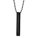 Okos Men's Jewellery Black 3D Cuboid Vertical Bar/Stick Stainless Steel Locket Pendant Necklace for Boys and Men PD1000871BLK