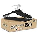 GVTECH Kids Hangers Velvet, [50 Pack] Children Cloth Durable Baby Hangers for Closet - Perfect Infant Toddler Kid Hanger for Everyday Use, Non Slip 360° Hooks for Shirt, Pant, Dress (50 Pack, Black)