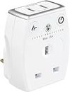 Masterplug Single Socket Surge Protected Power Adaptor with Two USB Charging Points, Gloss White