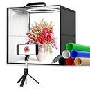 Sunowl Fotografia Luce Box per Studio Portatile, Luminosa per Studio con 120 Luci LED, kit Tenda da tiro portatile dimmerabile con 6 Sfondi Antipolvere CRI > 95 (30×30×30 CM)