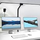 Rimposky Architect Desk Lamp, LED Desk Light for Office Monitor 78cm Wide, 24W Double Head Workbench Metal Clamp Light for Reading Painting, with Auto Dimming Sensor, 5 Colors/Brightness, 40Min Timer