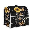 Goronwyfloyd Sunflower Butterfly Pattern Kitchen Mixer Dust Cover with Handles and Side Pockets for 6-8-Quart Stand Mixer, Air Fryer and Other Small Appliances