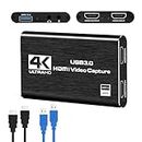 4K HDMI Capture Card, Audio Video Capture Card for Streaming, Full HD 1080P 60FPS USB Capture Card, Cam Link Game Capture Card Nintendo Switch/Xbox/PS5/PS4/3ds
