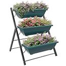 Outsunny 3-Tier Vertical Raised Garden Bed with 3 Planter Boxes, Outdoor Plant Stand Grow Container with Leaking Holes for Balcony Patio Outdoor, Green