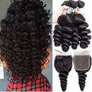 Loose Wave Bundles With Closure Remy 100% Human Hair Virgin hair Lace Frontal 