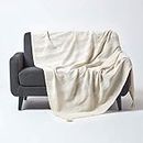 HOMESCAPES Jeté de lit ou Jeté de canapé Naturel 225x255cm – Collection Rajput 100% Coton