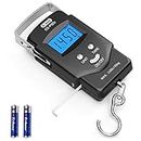 Dr.meter Fish Scale, Backlit LCD Display 110lb/50kg PS01, with Measuring Tape, Electronic Balance Digital Fishing Postal Hanging Hook Scale with 2 AAA Batteries-Fishing Gifts for Men