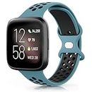 Tobfit Strap for Fitbit Versa 2 Straps for Women Men/Fitbit Versa Lite Strap, Breathable Adjustable Soft Silicone Replacement Band compatible with Fitbit Versa 2 (Cyan/Black)