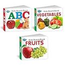 Early Learning Little Library Kids Toys Children Baby Books Set For 1 Year Old to 3 Year Old , Set of 3 Books - Alphabets, Fruits,vegetables. Best Books For Toddlers.