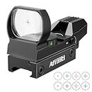 Afranti Red Dot Sight Scope Tactical 4 Reticles Green & Red Air Rifle Scope with 20mm Weaver/Picatinny Rail Mount and Cover for Hunting Crossbow