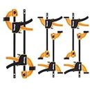 TOLESA Bar Clamps for Woodworking 200N Load Limits 6Pc Light Duty Quick Grip Clamps One Handed Clamps & Spreader 4 & 6 Inch Wood Clamps Powerful Clamping Force Trigger Clamps for Gluing Securing