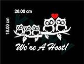 VVWV Owl Family Stickers for Car Side White Red L X H 28.00 X 18.00 Cm