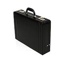 Tassia Briefcases - Medium Leather Executive Attache Case Briefcase - Luxury Suede Interior & Twin Combination Locks - Laptop Hand Luggage Pilot Case