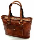 Women Vintage Real Leather Tote Shoulder Handbag Casual Purse Retro Shopper Bag