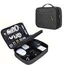 Electronic Organizer, BAGSMART Accessories Organizer Travel Double Layer Electronics Bag Large for 10.5 inch iPad Pro, Adapter, Cables, Black