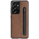 Nillkin Case for Samsung Galaxy S21 Ultra S 21 Ultra (6.8" Inch) Aoge Leather 360 Protection Elite Business Case Soft Microfiber Lining & S Pen Slot Brown