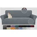 MAXIJIN Creative Jacquard Couchbezüge für 3-Sitzer, Super Stretch rutschfeste Sofabezug für Hunde Haustierfreundliche 1-teilige elastische Möbelschutz-Sofabezüge (3 Sitzer, Hellgrau)