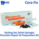DSI Dental Porcelain Gel Ceramic Metal Cera-Fix Repair Kit Etch Protecting 2x5ml