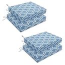 HARBOREST Indoor/Outdoor Chair Cushions Set of 4 Waterproof,Square Corner Outdoor Cushions for Patio Furniture - Patio Chair Cushions with Ties,18.5"x16"x3",Blue Geometry